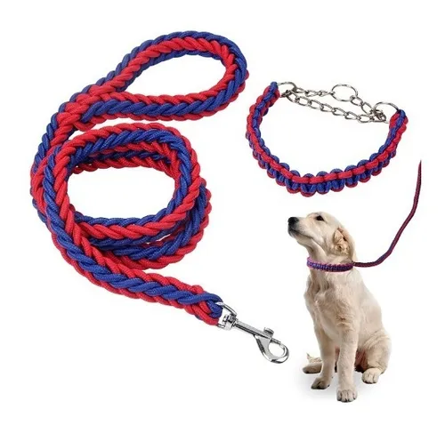 Conjunto Correa y Collar Trenzada Perro Mediano