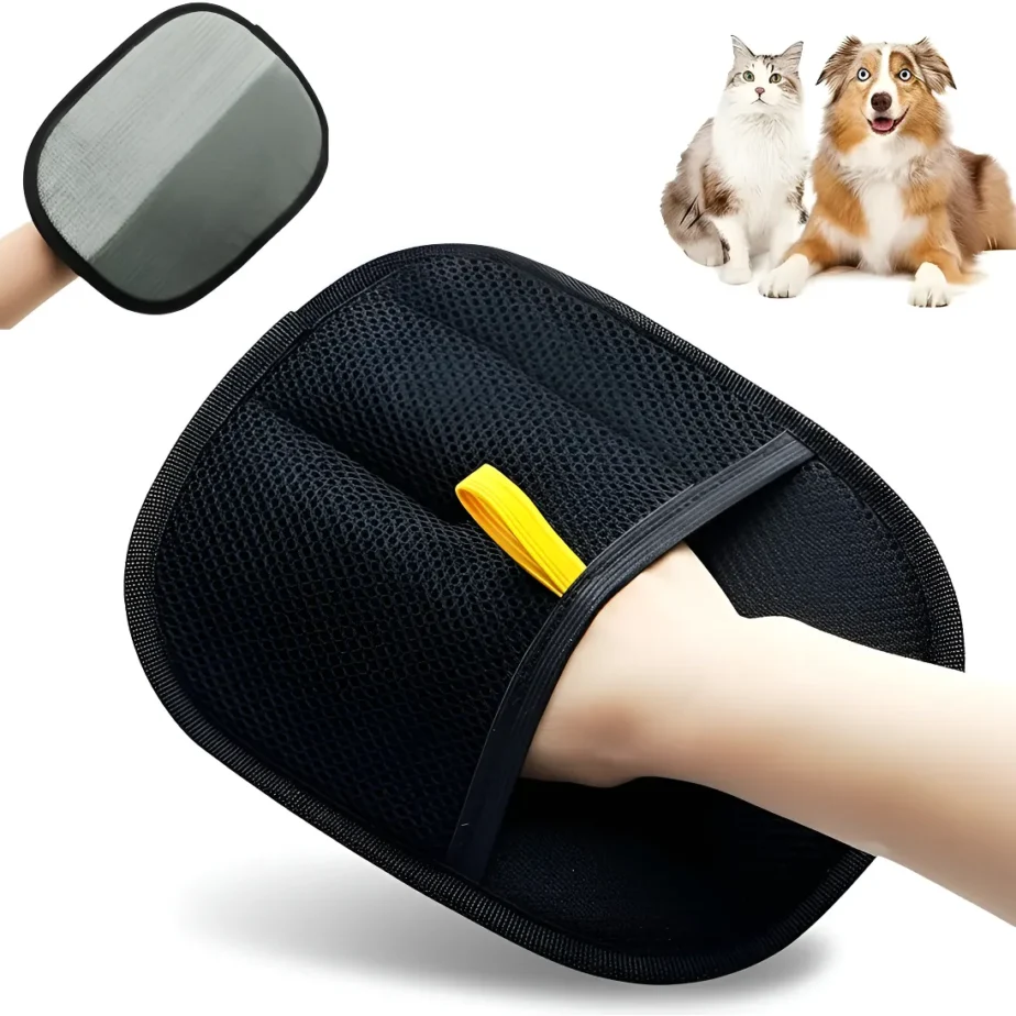 Guante Removedor De Pelo Doble Cara Para Mascotas Negro