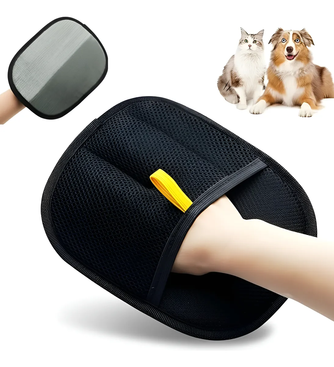 Guante Removedor De Pelo Doble Cara Para Mascotas Negro